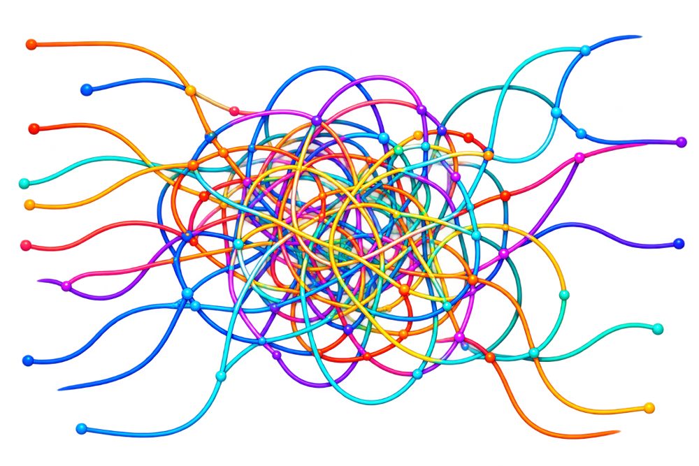 A tangle of disconnected lines: calls, faxes, portals, texts and the EHR all pulling in different directions