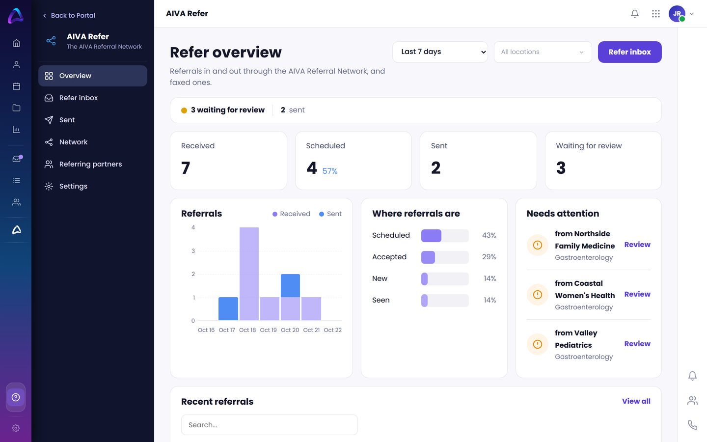 AIVA Refer screen